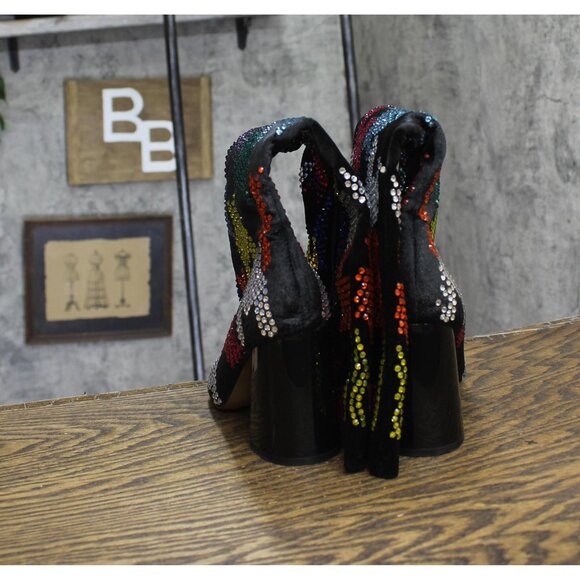 Betsey Johnson Womens Rhinestone Naomy Boot NAOM01S5 Black Multi 6M - Picture 5 of 13